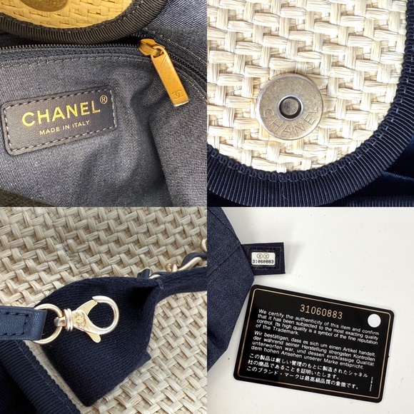 Authentic CHANEL Deauville Straw Raffia Calfskin Beige Large Shopping Tote - Picture 10 of 11